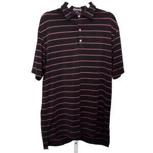 Peter Millar Summer Comfort Golf Polo Mens Size M Black With Pink Stripes